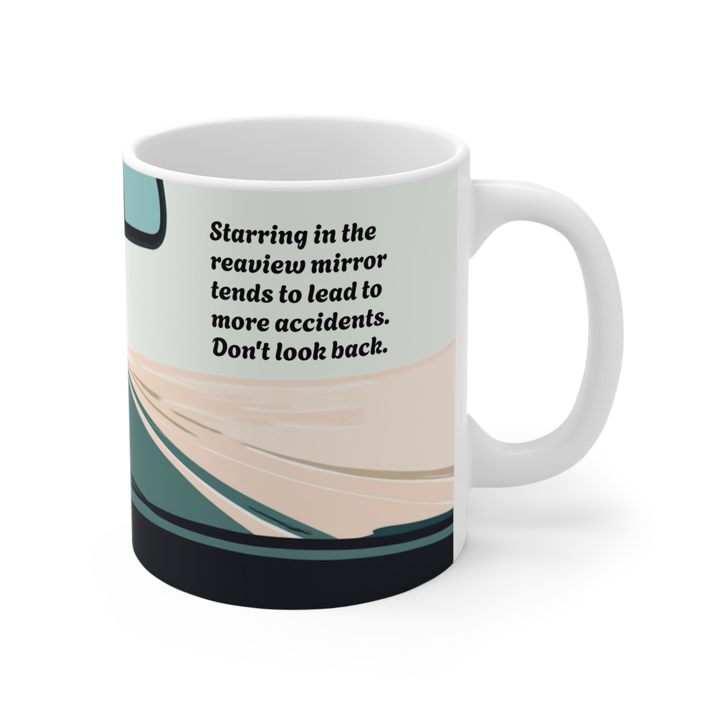 Road Trip Retro Mug - 11oz Coffee Cup with Scenic Landscape Design