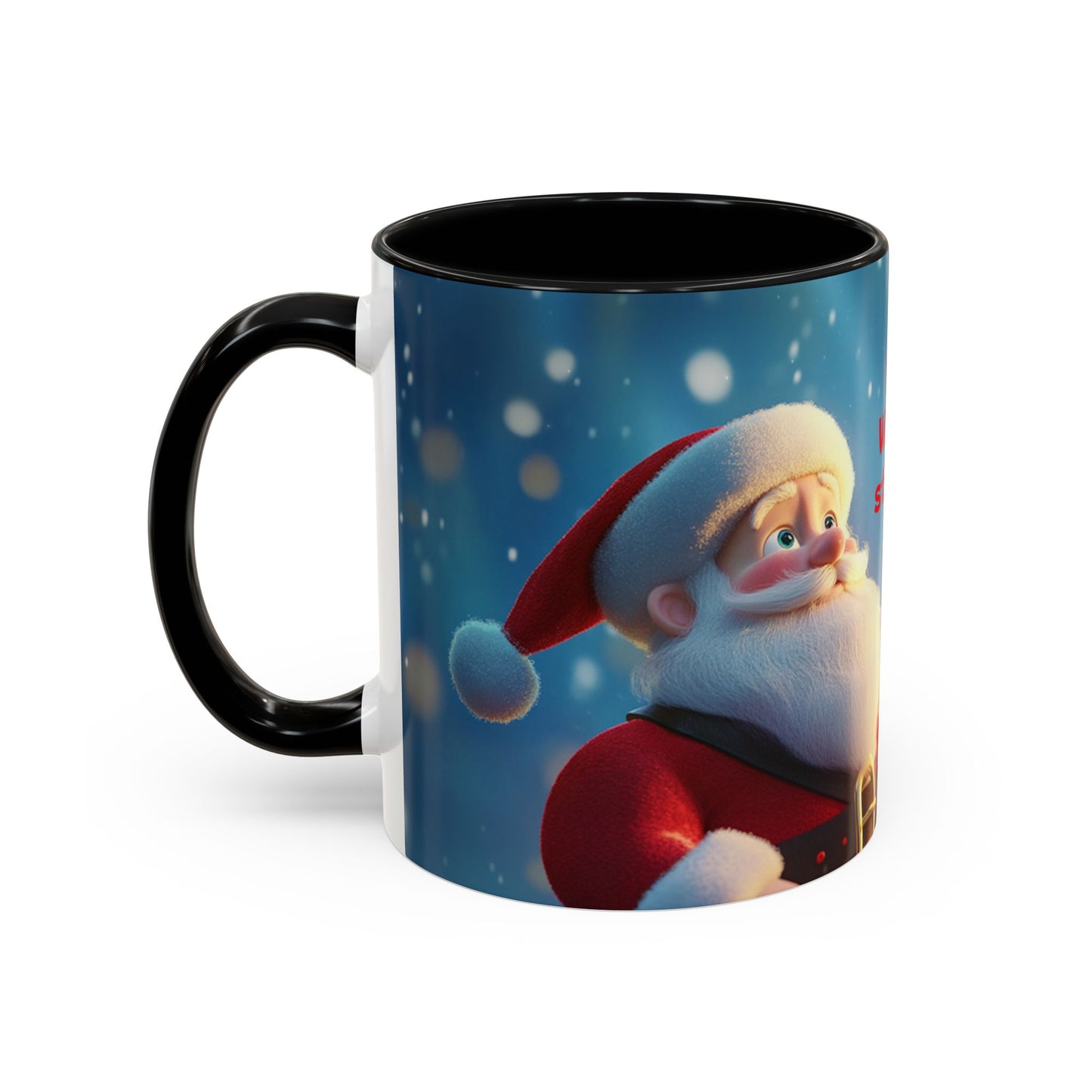 Funny Christmas Accent Coffee Mug - 'Hey Santa! Where should I stick the tree?'