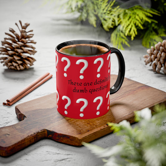 Funny Question Mark Coffee Mug - 11oz Red Mug for Quirky Conversations