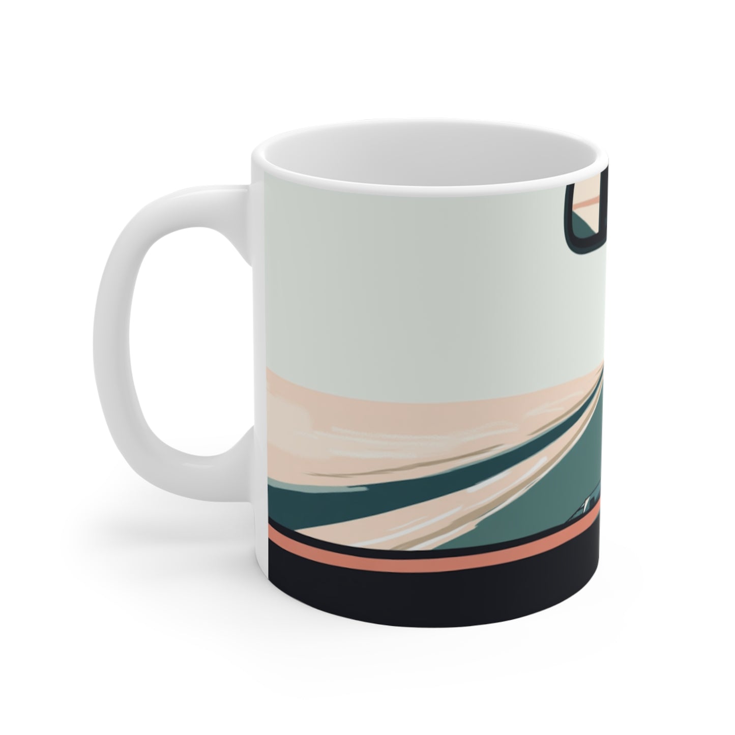 Road Trip Retro Mug - 11oz Coffee Cup with Scenic Landscape Design