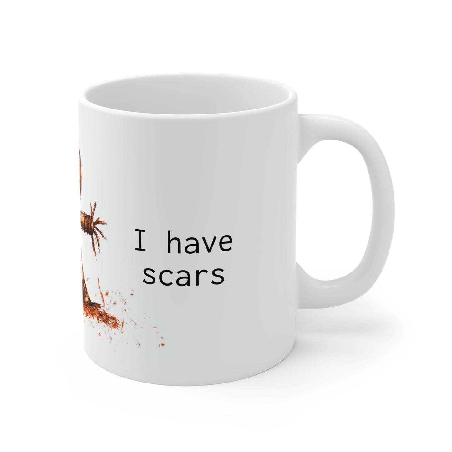 Funny 11oz Mug - "I Don't Need Tattoos" with Scarecrow Design