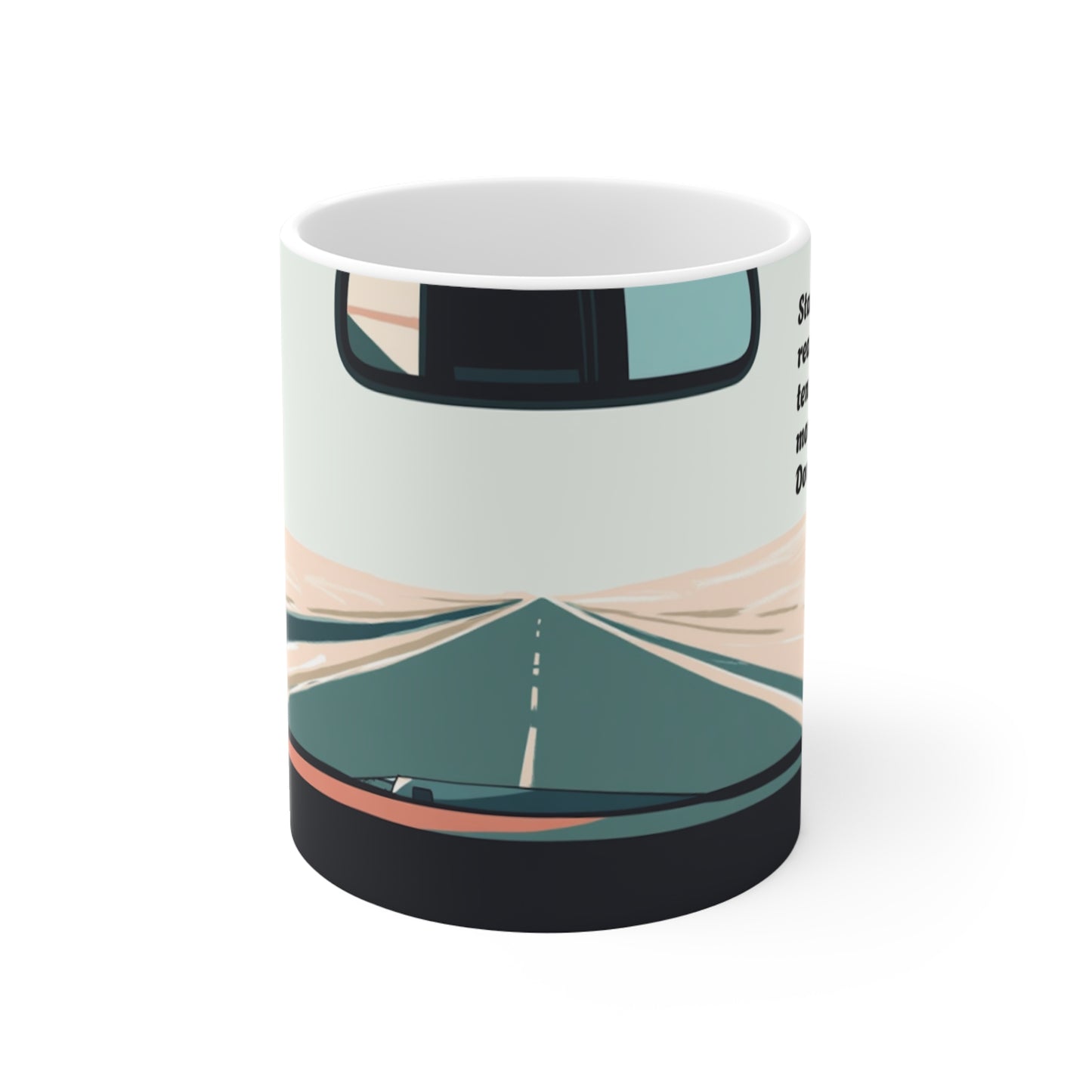 Road Trip Retro Mug - 11oz Coffee Cup with Scenic Landscape Design