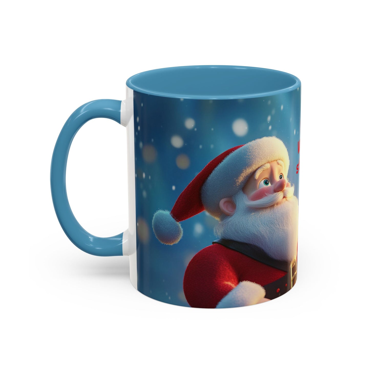 Funny Christmas Accent Coffee Mug - 'Hey Santa! Where should I stick the tree?'