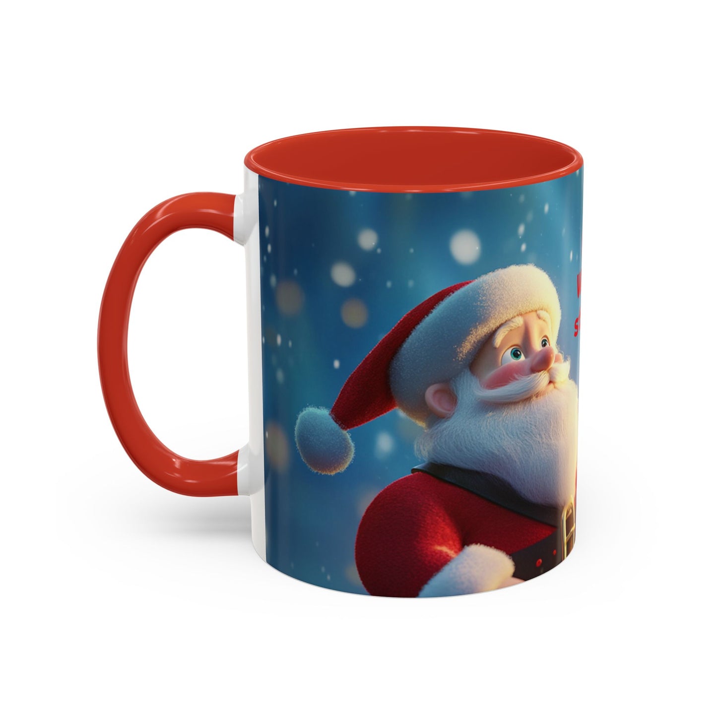 Funny Christmas Accent Coffee Mug - 'Hey Santa! Where should I stick the tree?'